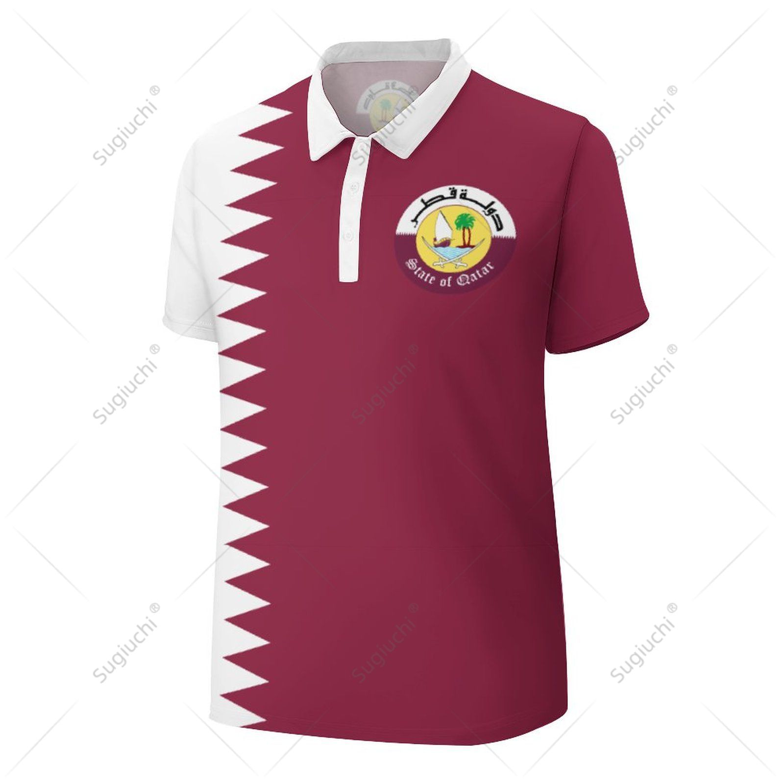 Unisex Polo Shirt Qatar Flag 3 - 3D Printing Qatar review and price